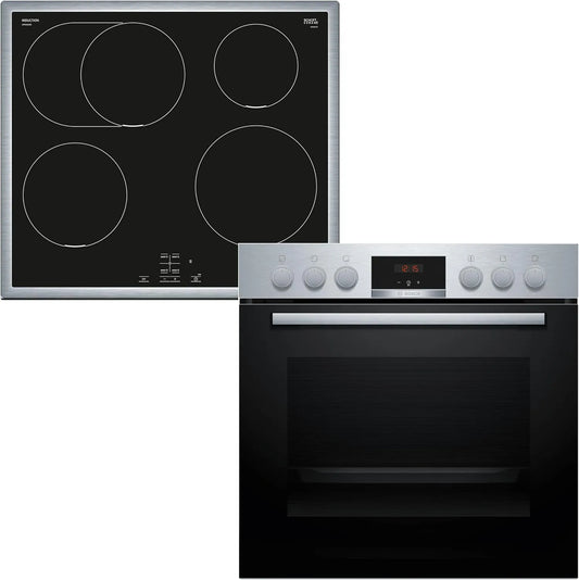 Bosch HND415LS62 HEA513BS4, Sety sporáku a trouby, stavebnicový set řady 4, sestávající ze sporáku, 60 x 60 cm, 3D teplovodního, Černá, 415L