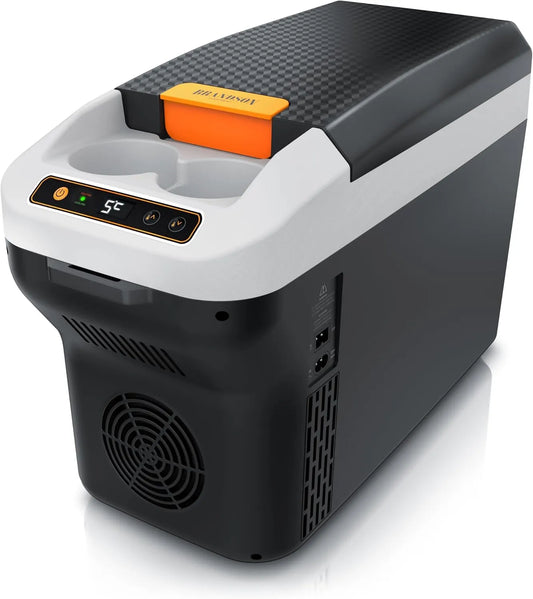 Brandson, Chladničky, Elektrická chladicí skříň 10L - 230 V síťové napětí a 12 V palubní napětí, Šedá, 10L, 230 V, 12 V, 48 x 21