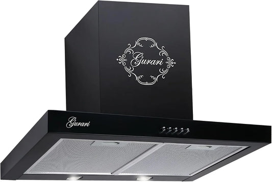Gurari, Nástěnné digestoře, nástěnná kapota GCH F 461 BL 6 černá kapuce 60 cm, Černá / stříbrná, 60 cm, 150 mm, 120 mm, 600 mm