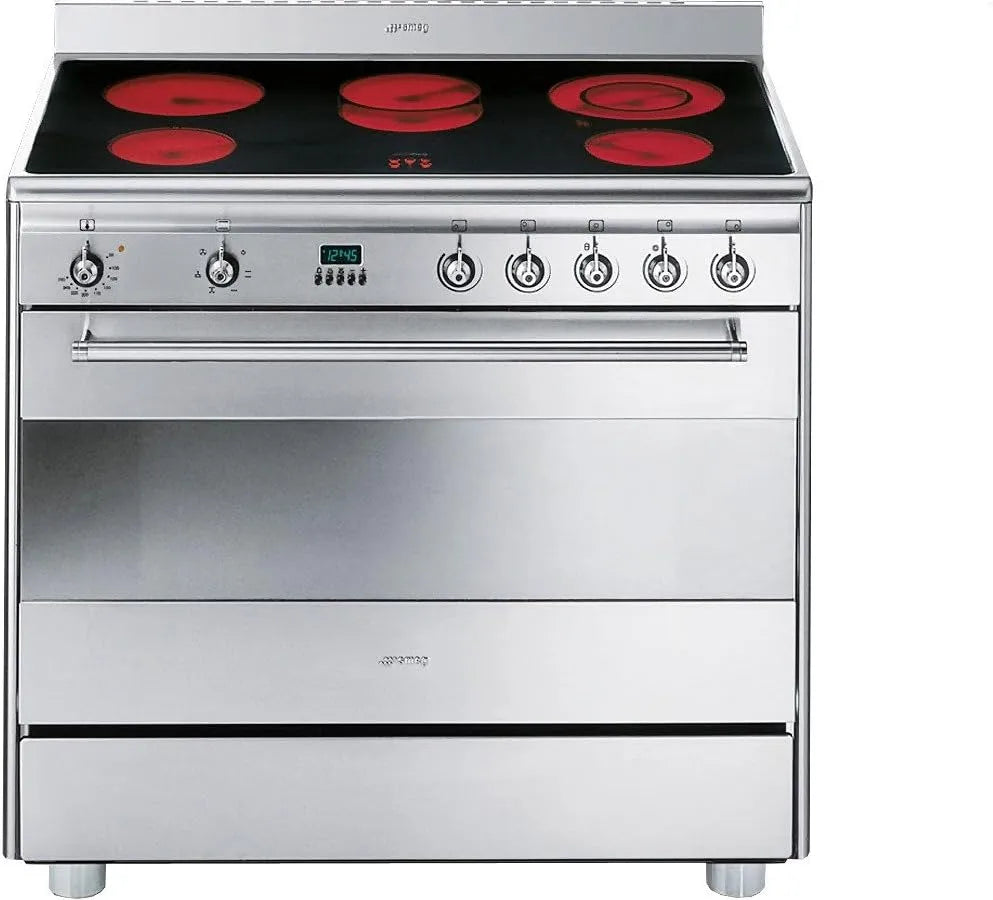 Smeg SCD91CMX5, Sporáky, autonomní Keramická varná deska B nerezová trouba a sporák - sporáky a. (Stouch, Stříbrná, 91CM, 115 L, 90 cm, 1.19 kW