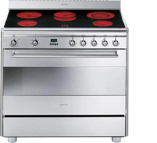 Smeg SCD91CMX5, Sporáky, autonomní Keramická varná deska B nerezová trouba a sporák - sporáky a. (Stouch, Stříbrná, 91CM, 115 L, 90 cm, 1.19 kW