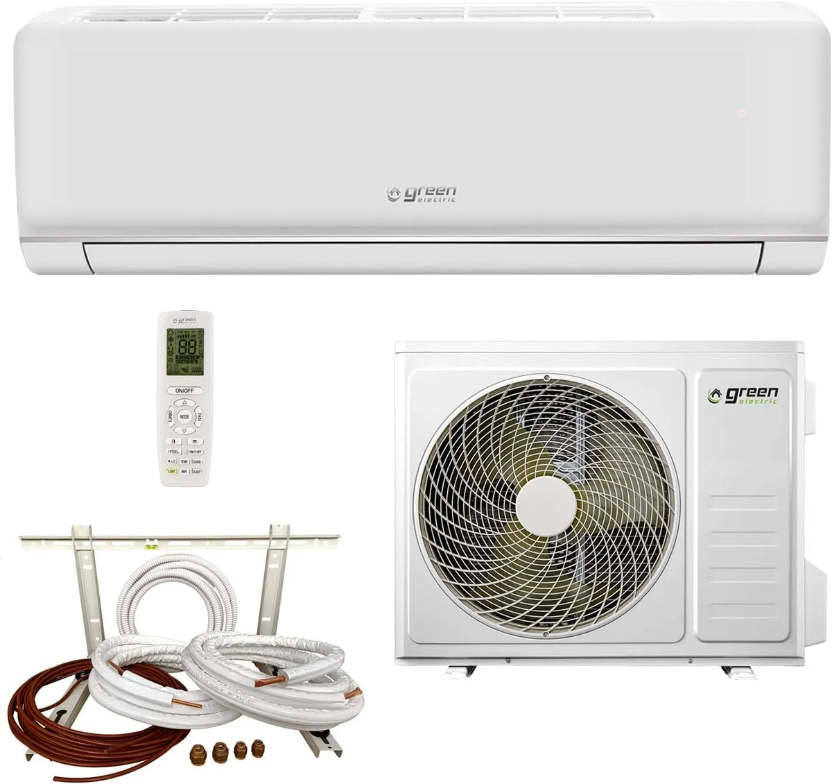 GREEN ELECTRIC, Splitové klimatizace, Plus klimatizace Mono Split 12000 BTU WiFi Energetická účinnost A + + / A + 3.5, Šedá, 12000 BTU, 3.5 kW