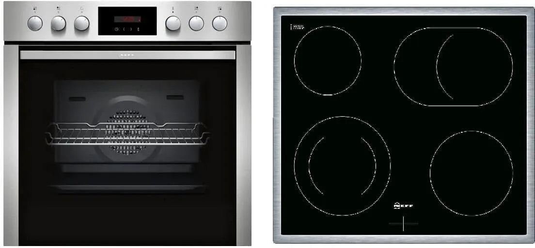 Neff EDX4P0 E2CCG6AN3, Sety sporáku a trouby, sporák sestávající z sporáku, 60 x 60 cm, pyrolýzní samočištění, Circotherm, LED, Černá