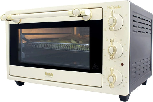 TM Electron TMPHO020REB TMPO020REB, Mini trouby, Easybake Mini trouba v retro provedení s funkcí bezolejového fritézy, 20 litrů, Černá / stříbrná