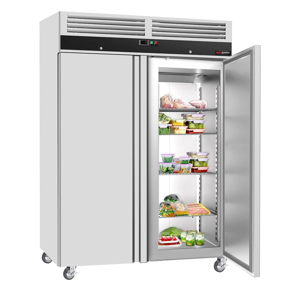 GGM Gastro, Kombinované chladničky s mrazákem, Lednice ECO 1200L se 2 dveřmi, Bílá, 1200L, 1, 180 l, 0, 90 mm, 60 mm