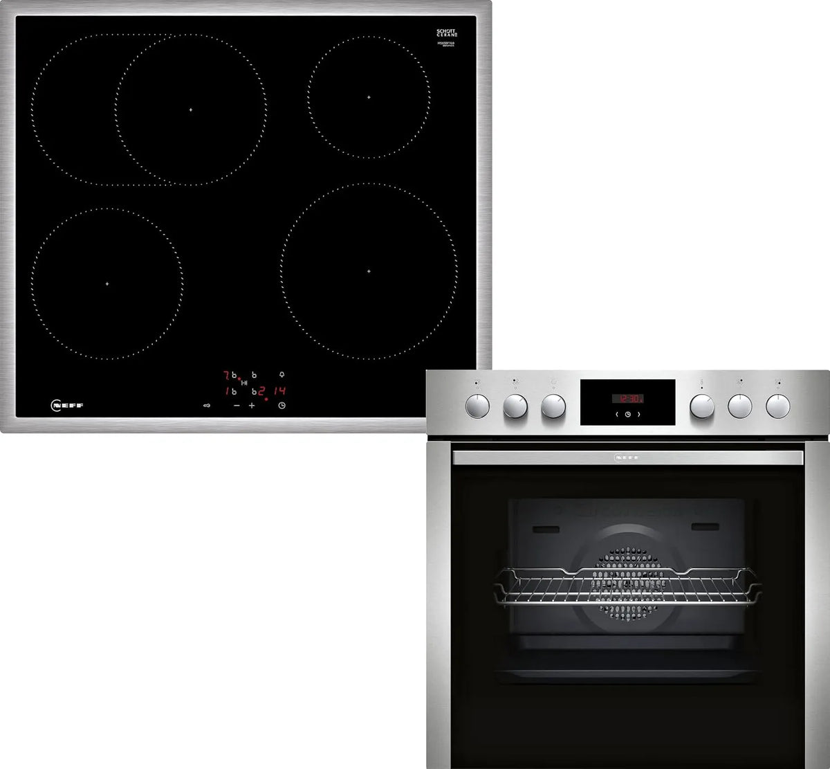 Neff EDX4I0 E1CCD2AN4, Sety sporáku a trouby, sporák, sestávající z sporáku, 60 x 60 cm, EasyClean cleaning, Circotherm, LED, Černá