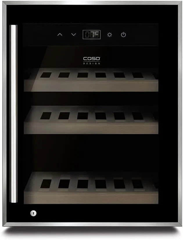 Caso, Vestavné vinotéky, Winesafe 12 černá - Design vinárny pro až 12 lahví (do výšky 310 mm), teplotní, Černá, 12 l, 310 mm, 31 cm