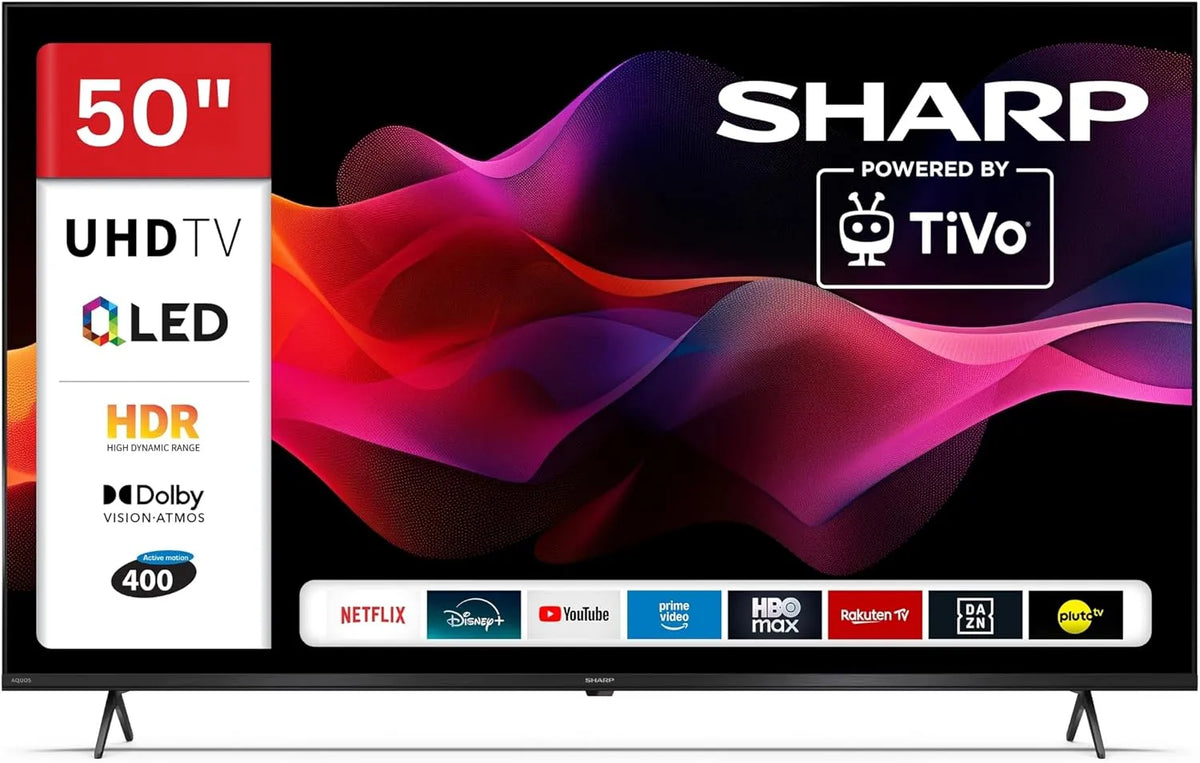 SHARP 50HM5745E, Přenosné televizory, QLED TV 50 palců Smart TV 4K UHD Dolby Vision HDR, Černá, QLED, 4K, 126 cm