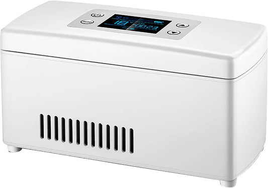 ZGYOZMNG, Minichladničky, Mini- insulinová lednička, přenosná inzulínová lednička, 2- 18 ° C chladnička pro, Bílá