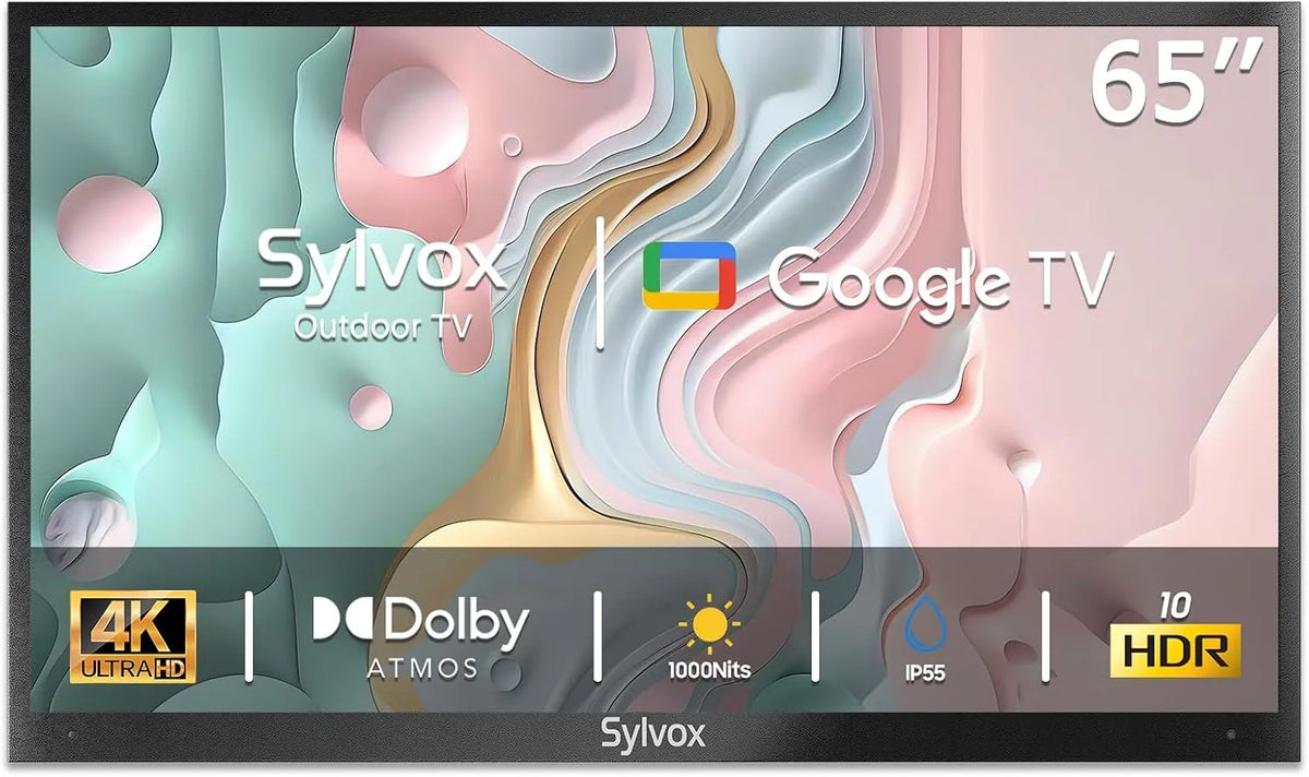 SYLVOX, Televizory, Outdoor TV, 65 palců Smart TV vodotěsné venkovní TV, 4K TV pro venkovní, Černá, 4K, 3840 x 2160