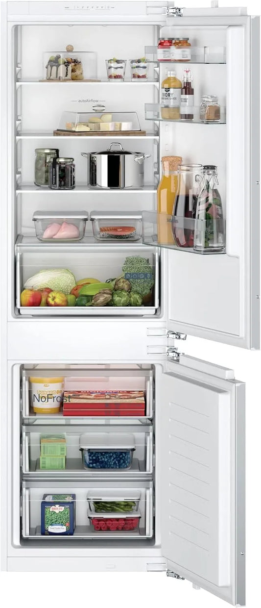Siemens KI86NNFE0 iQ100, Kombinované chladničky s mrazákem, built- in chladničko- mrazák kombinace, 177.5 x 56 cm niche, 184 L chlazení & 76, Bílá