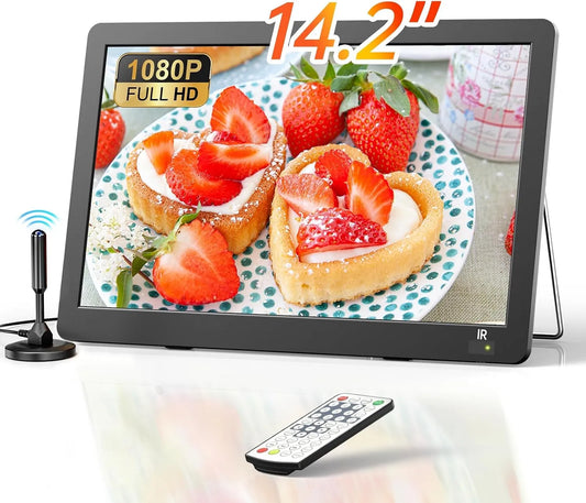 DESOBRY 1080P, TV a domácí kino, 14.2 palců Přenosná TV, Černá, 12V, 314.2 ZOLL