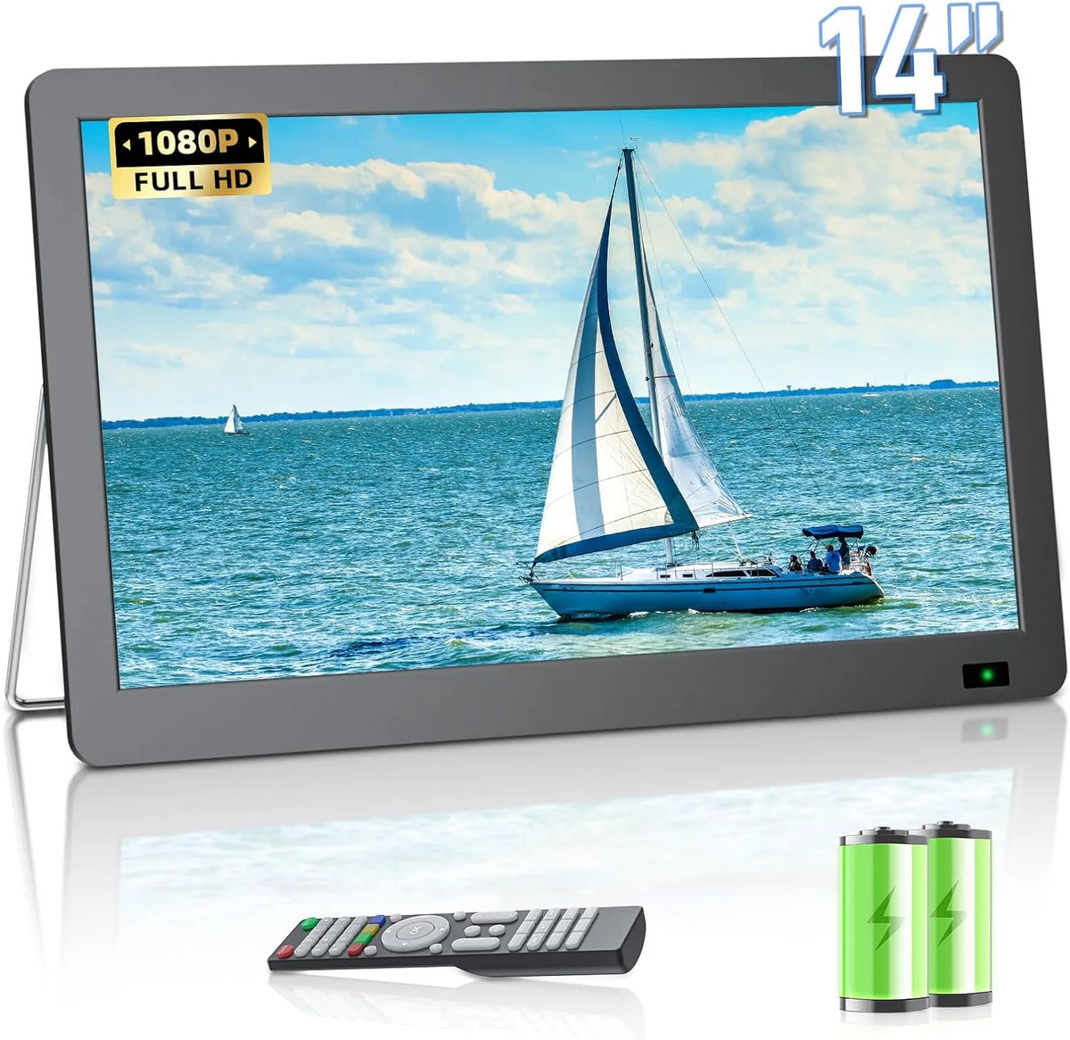 DESOBRY 14.3-Zoll-Fernseher DVB-T2, TV a domácí kino, Přenosná TV 14.3palcová s anténou, Malá přenosná TV s tuner, Mini LCD TV, které, Černá