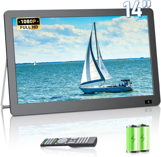 DESOBRY 14.3-Zoll-Fernseher DVB-T2, TV a domácí kino, Přenosná TV 14.3palcová s anténou, Malá přenosná TV s tuner, Mini LCD TV, které, Černá