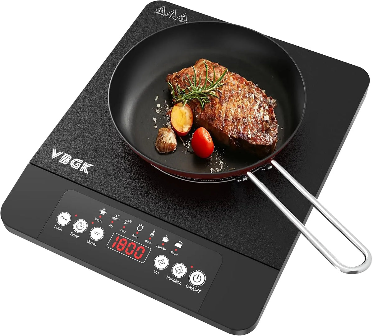 VBGK 4-Stunden-Timer, Varné desky, indukční plotýnka 1 desky, 1800W přenosná indukční plotýnka, 220V plotýnky s LCD, Černá, 1800W, 220V, 240 V
