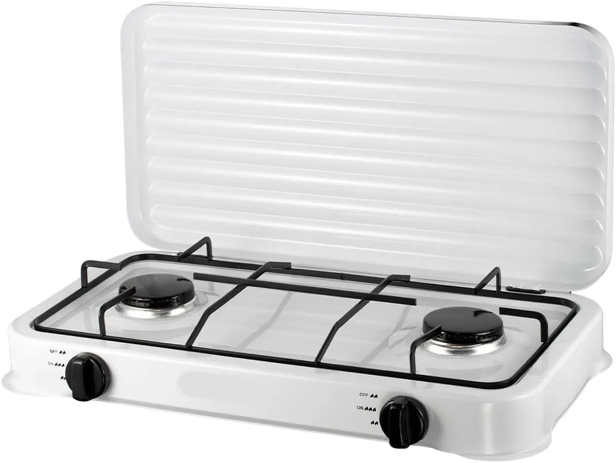 FytStycale 52cmx24c, Elektrické vařiče, Plynový hořák kempování sporák se dvěma hořáky Windproof Z kvalitní oceli Snadno, Černá, 52cm, 24 cm