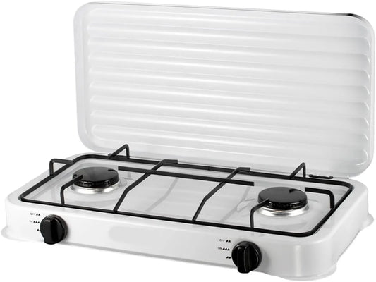 FytStycale 52cmx24c, Elektrické vařiče, Plynový hořák kempování sporák se dvěma hořáky Windproof Z kvalitní oceli Snadno, Černá, 52cm, 24 cm