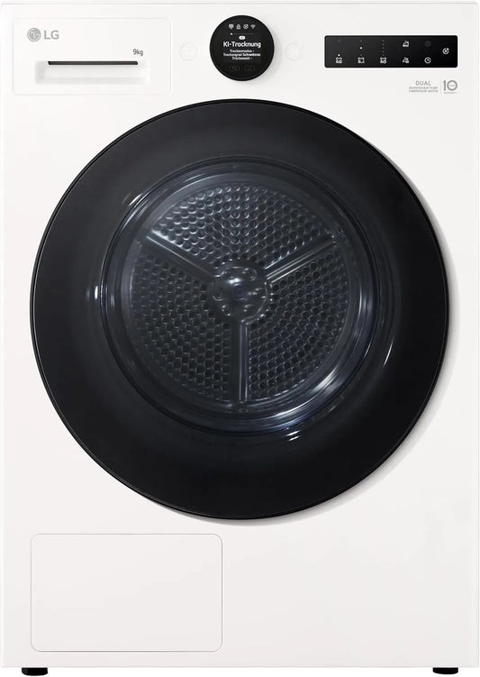 LG RT90X8C, Sušičky s tepelným čerpadlem, vysoušeč tepelných čerpadel (9 kg, třída energie B) s AI sušičkou (Easy- Touch, Bílá, 90X8, 9 kg