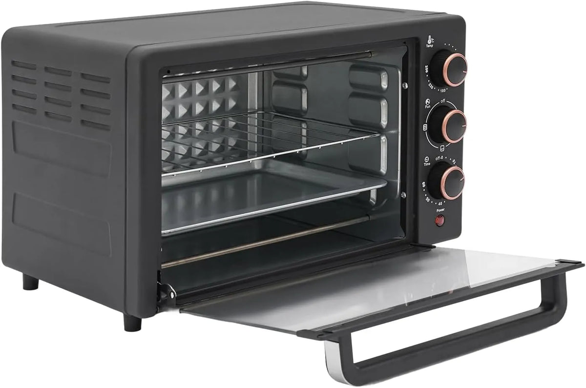 HOMEONENIC C-250, Mini trouby, Mini trouba 22 litru Pizza trouba Kempování Pečivo 1000W 120 ° ° C Timer 0-60, Černá / stříbrná, 22 l, 1000W