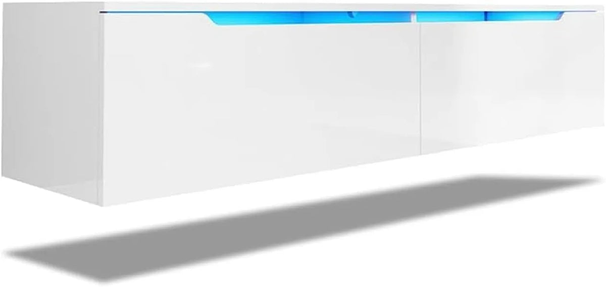 SONNI, TV stolky a nízké skříňky, SLOUPEC TV s LED (16 barev), 180x35x30cm, Visací / Stojící, bílá, 240 mm, 15mm, 3mm