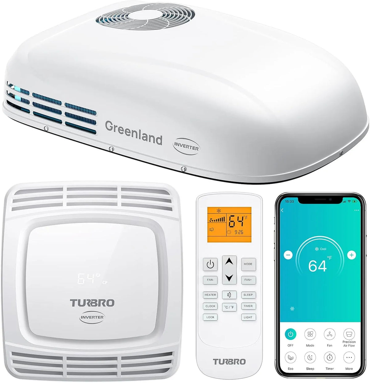 TURBRO, Klimatizace karavan, 3600W s tepelným čerpadlem, Bílá, 3600W, 25 cm, 40 x 40 cm, 2.5 mm
