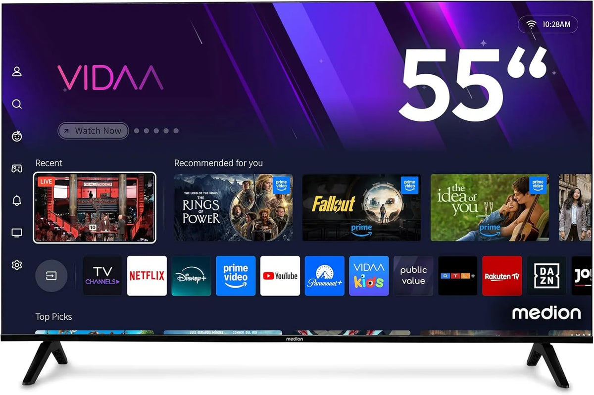 MEDION, Televizory, 138.8 cm (55 palců) QLED TV (Smart TV, Dolby Vision HDR, HBO Max, MagentaTV, Černá, 138.8 cm, QLED, 4K, 840 x 2