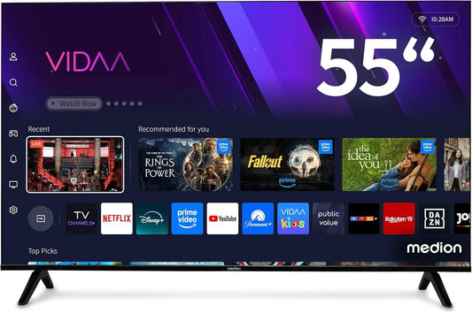 MEDION, Televizory, 138.8 cm (55 palců) QLED TV (Smart TV, Dolby Vision HDR, HBO Max, MagentaTV, Černá, 138.8 cm, QLED, 4K, 840 x 2