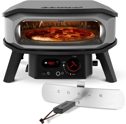 cozze 50mbar, Pece na pizzu, COSZE Mini Pizza Pečivo Plyn s rotační funkcí 13 palců - Pizza Pečivo Gas Outdoor, Šedá