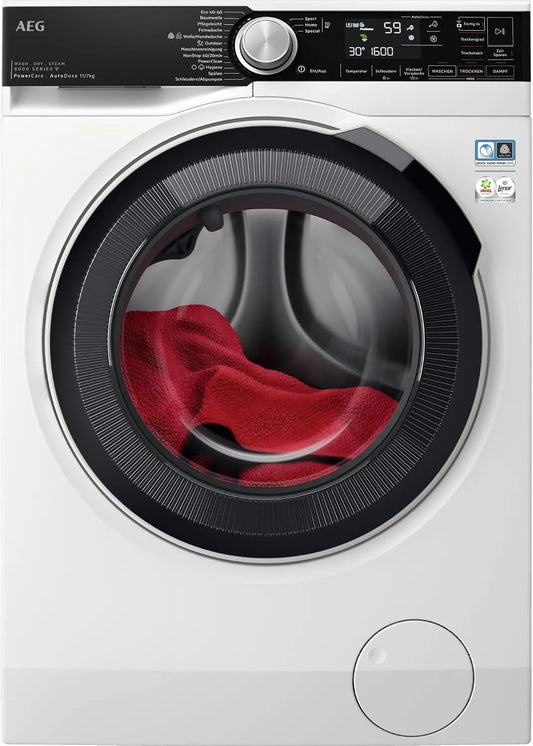 AEG D/A-10 A-10, Vyhřívací zařízení, WiFi pračka sušička, 11 kg mytí, 7 kg sušení, D / %, Series 8000 PowerCare - Mytí, Bílá, 11 kg, 7 kg, 2 l