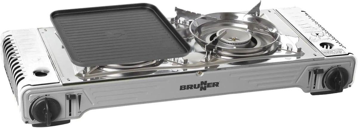 BRUNNER, Camping Cooker Two- plamen DEVIL Double GriLL pro plynové zásobníky, Černá, 9 x 28, 6 x 12, 5 cm, 7.1 kg