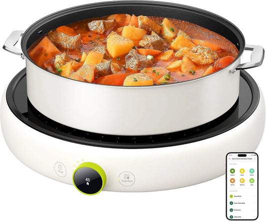 TOKIT, Elektrické vařiče, Induction Hotplate 2100W Přenosný - Kulatý Indukce Jednorázový Hotplace /, Černá, 2100W, OLED, 2.4 G, 12 cm