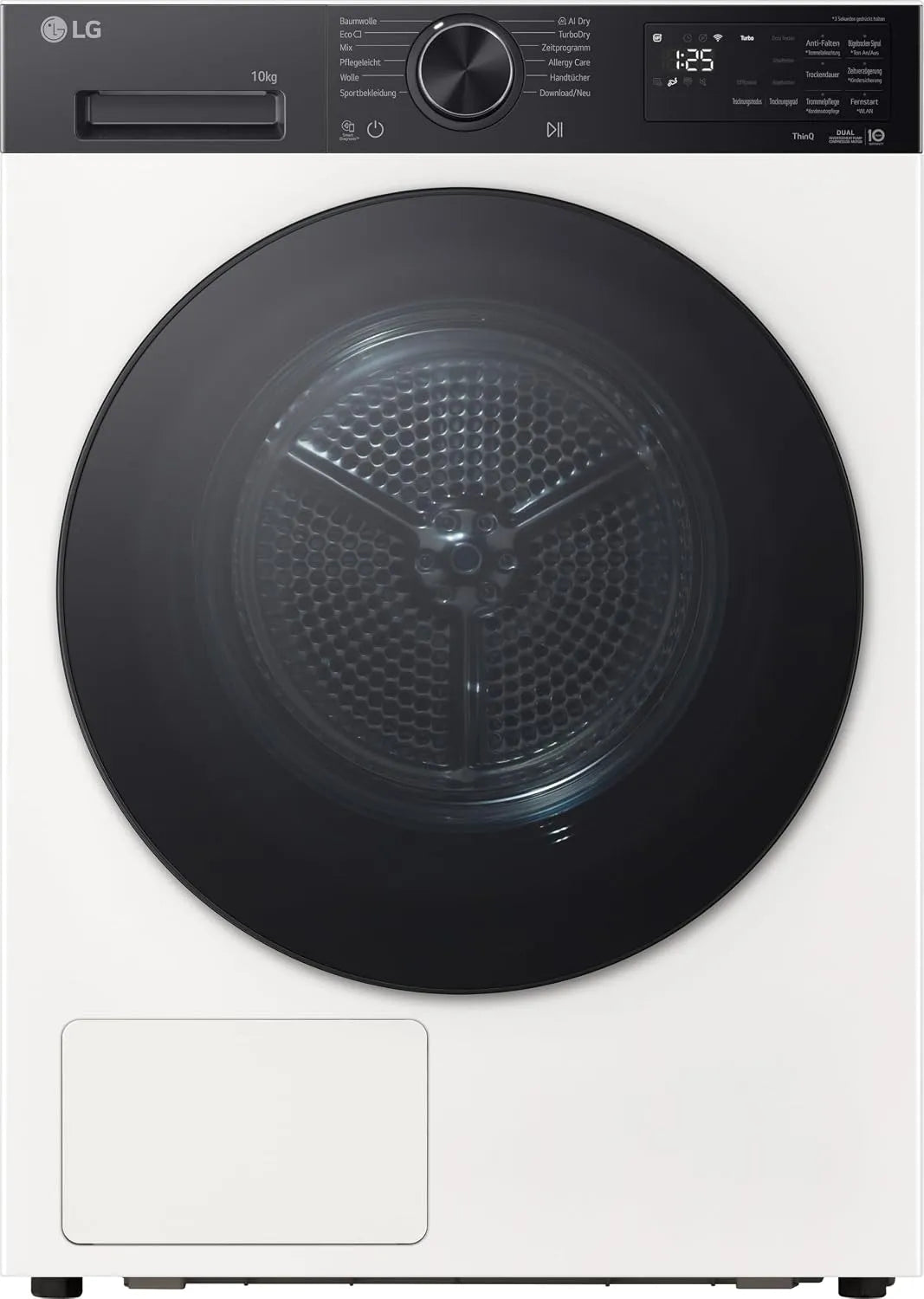LG RT10X7P, Sušičky s tepelným čerpadlem, vysoušeč tepelných čerpadel (10 kg, třída energie C) s AI sušičkou, Turbodie, Bílá, 10X7, 10 kg, 5 kg