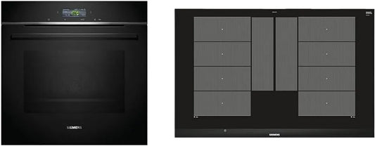 Siemens HB774G1B1 iQ700, Trouby, Smarter Built- in Pevník, 60 x 60 cm & EX875LYC1E Induction Cooktop (Aumark), Černá, 774G, 60 x 60 cm, 875L