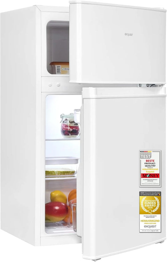 Exquisit 4-Sterne, Kombinované chladničky s mrazákem, Excelentní lednička s mrazákem, 85 l, 4 hvězdy, LED, malé, bílé, Bílá, 61 l, 24 l