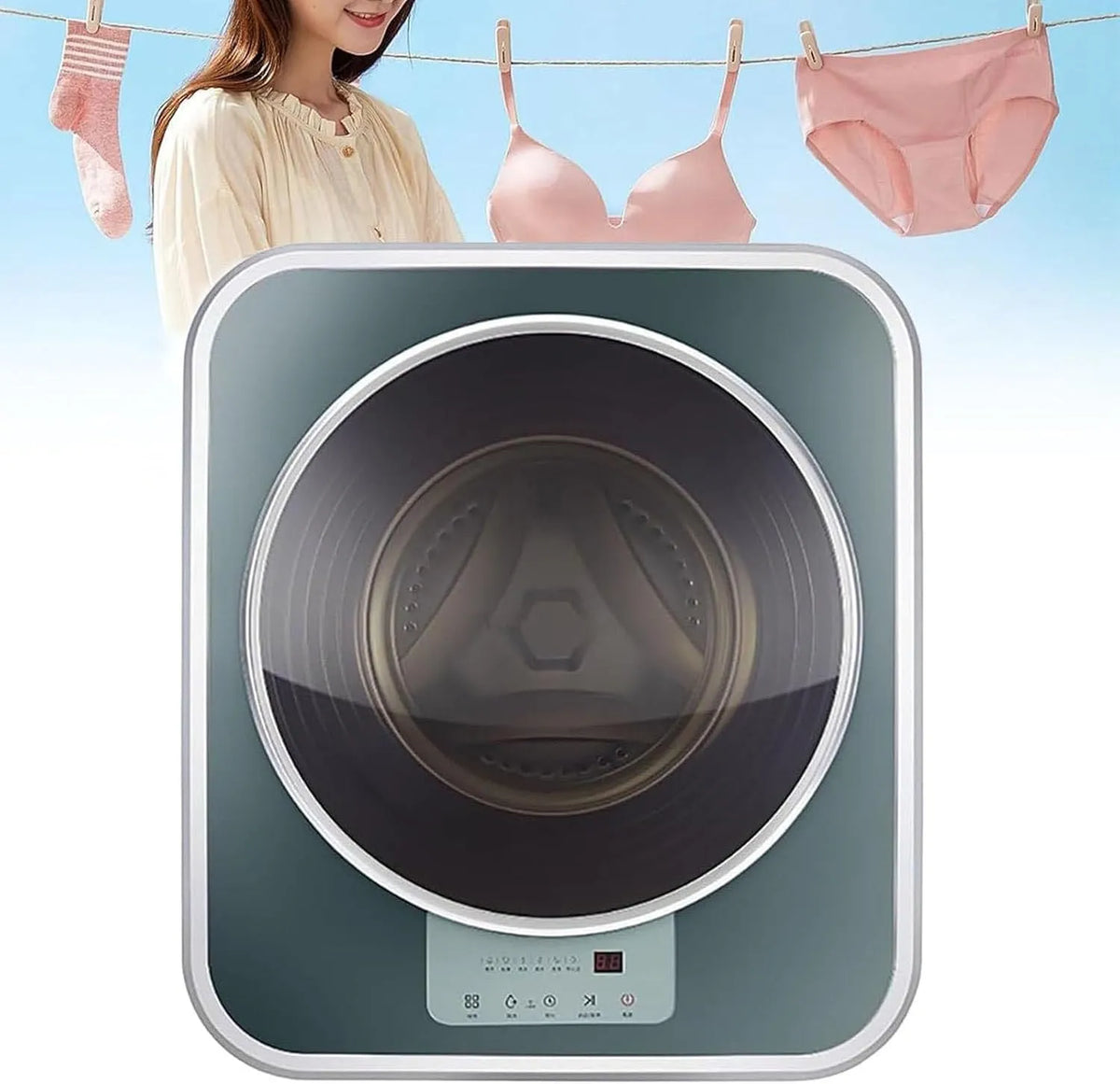 LSBHPPD, Přenosné pračky, Mini pračka, 8 režimů Mini Malá zeď namontované Pračka 3Kg bubny spodní prádlo, Zelená, 3Kg, 20 kg, 605 x 415 x 650 mm