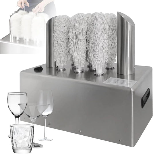 IYUESQ, Lešticí stroje, Elektrická myčka skla, čistička skla na víno pro vinařství s 8 lešticími utěrky a, Průhledná, 8 l, 10 cm, 1375 W