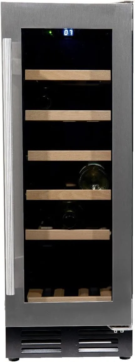 Vinata WK-60A-RVS, Chladničky na víno a sekt, s nerezovým sklem dveře-18 lahví Víno klimatizace Lednička na víno, sklo dřevo, Stříbrná, 18 l