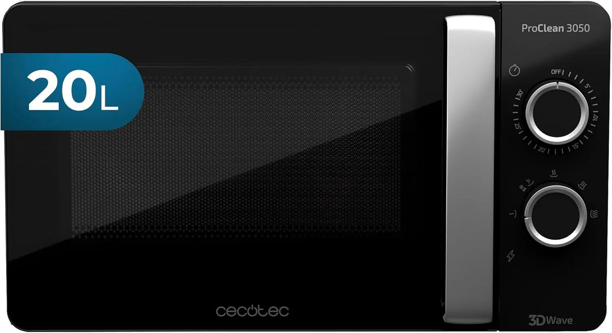Cecotec, Samostatné mikrovlnné trouby, mikrovlnná trouba ProClean 3050, 20L - Kapacita, Černá / stříbrná, 20L, 700 W