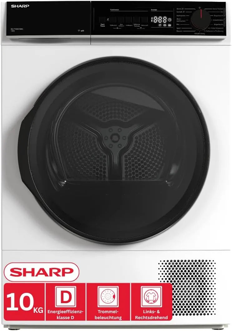 SHARP KD-PRO0S7GWD-DE, Sušičky s tepelným čerpadlem, Vysoušeč teplých čerpadel (10 kg, EEK D), (15 sušárenských programů, 20 minut, Bílá, 7G
