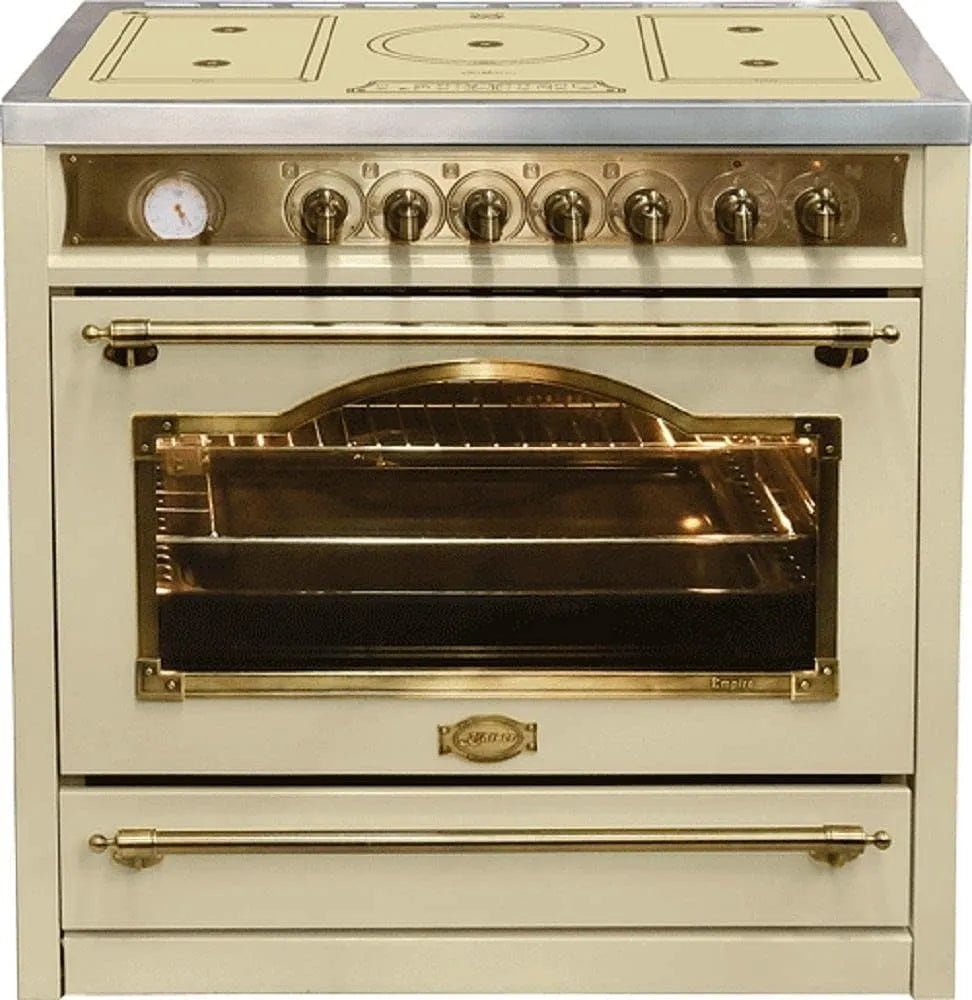 Kaiser, Sporáky, Empire HC 93655 Retro sporák s indukční varnou deskou 90cm Ivory Range Coocker, Černá, 90cm, 220 × 400 mm, 3, 0 kW, 6 kW