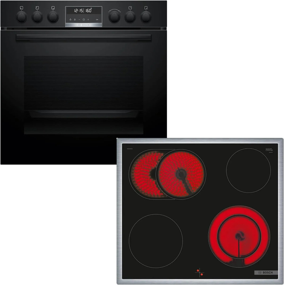 Bosch NKN645GA2E HND671LS67, Sety sporáku a trouby, Pocket Kit, série 6 Pocket Sporák 60 cm, Pyrolýza Self- čištění a pečení auta, Černá, 645G