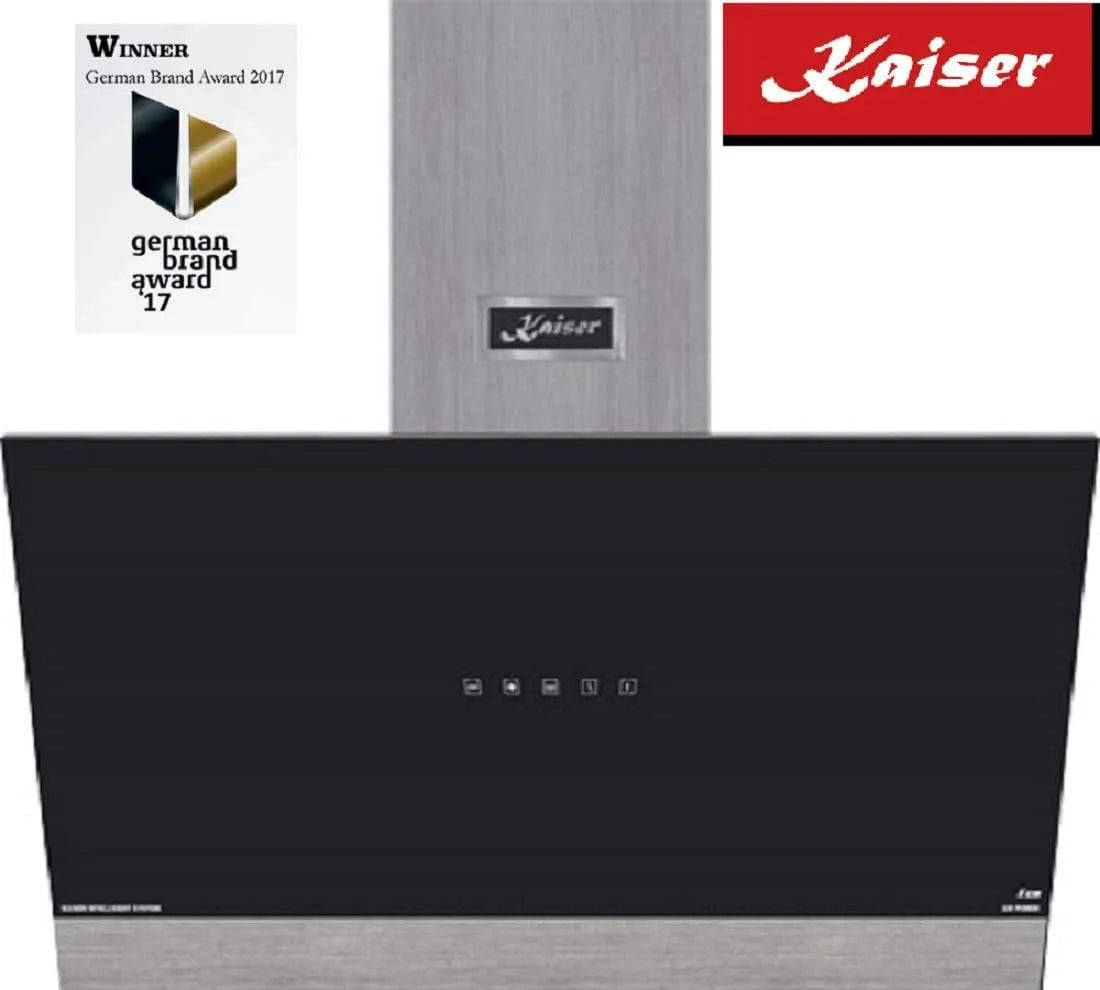 Kaiser, Nástěnné digestoře, rozsah kapota AT 9440 F Eco Bezhlavá stěna kapota 90 cm, černé sklo, Air výkon, Černá / stříbrná, 90 cm, 62 dB