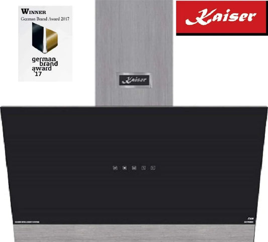 Kaiser, Nástěnné digestoře, rozsah kapota AT 9440 F Eco Bezhlavá stěna kapota 90 cm, černé sklo, Air výkon, Černá / stříbrná, 90 cm, 62 dB