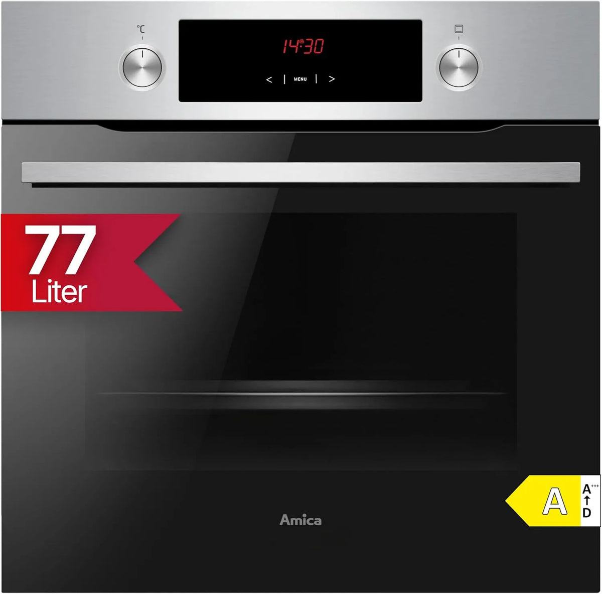 Amica, Trouby, built- in trouba 77 L 59, 5x59, 5x57, 5 cm Steam Clean ABE 9440 E, Černá / stříbrná, 77 L, 5 cm