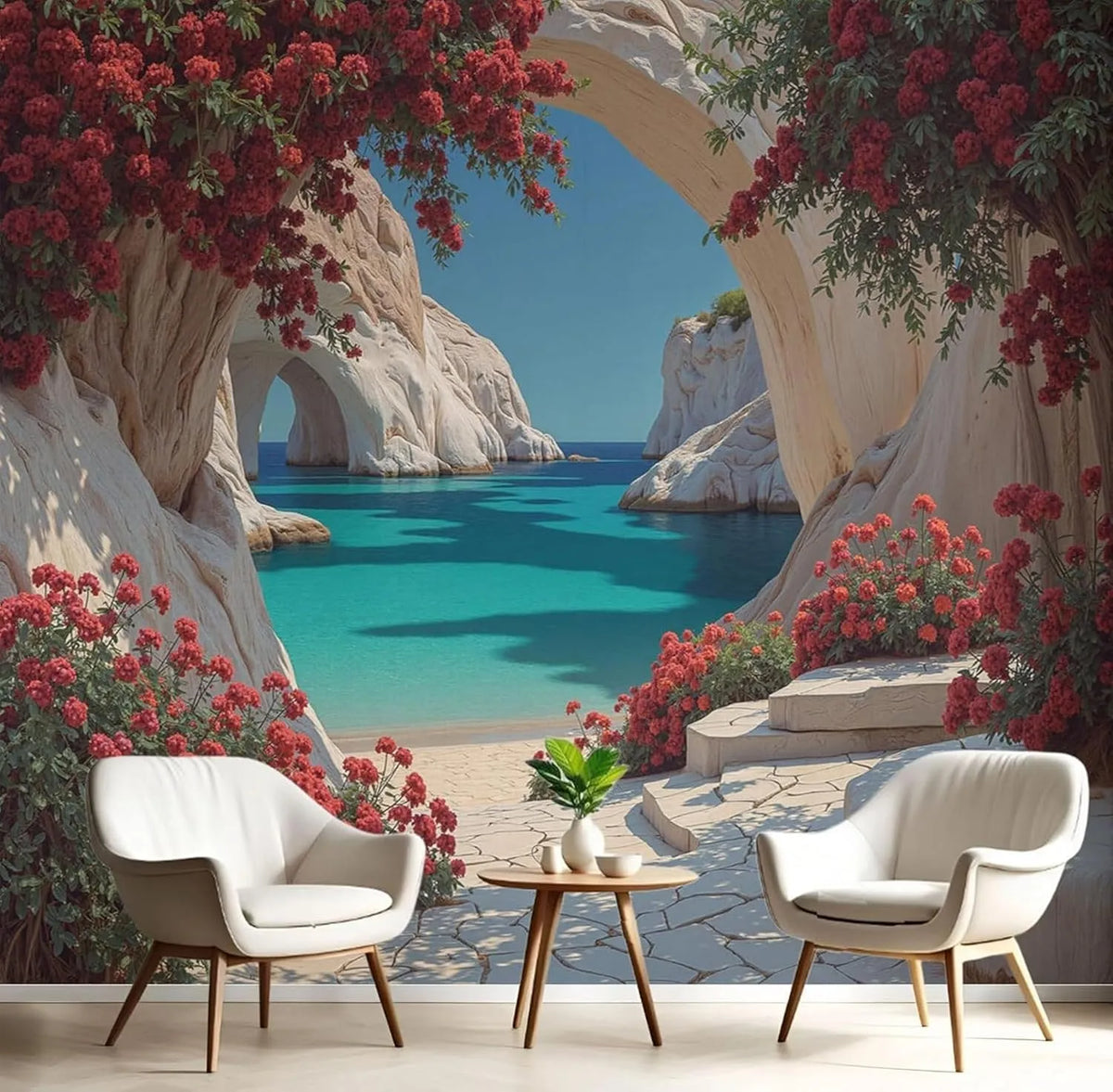 kfjhgbdshhj 3D-Fototapete, Tapetový papír, 3D tapety na plochu 'Přírodní oblouk' (rouno), nástěnná malba, Řecko, rock, XXL, Černá, 430 cm, 300 cm