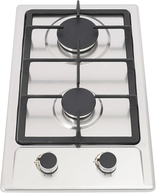 KLOOLIVE 2-flammig, Stáda v kempech, 3KW+1 Plynová sporáka 2 plameny, 3KW + 1, 75KW nerezové plynové sporák, pulzní, Stříbrná, 3KW, 1, 75KW