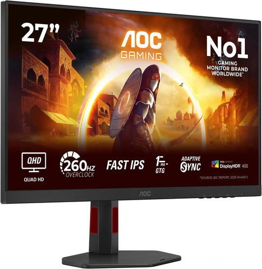 AOC Q27G4ZR HDR400, Monitory, 27 palcový WQHD Gaming Monitor, 260Hz, Rychlý IPS panel, 1ms GtG, G-Sync, Černá, 27G, 2560x1440, 2X 2