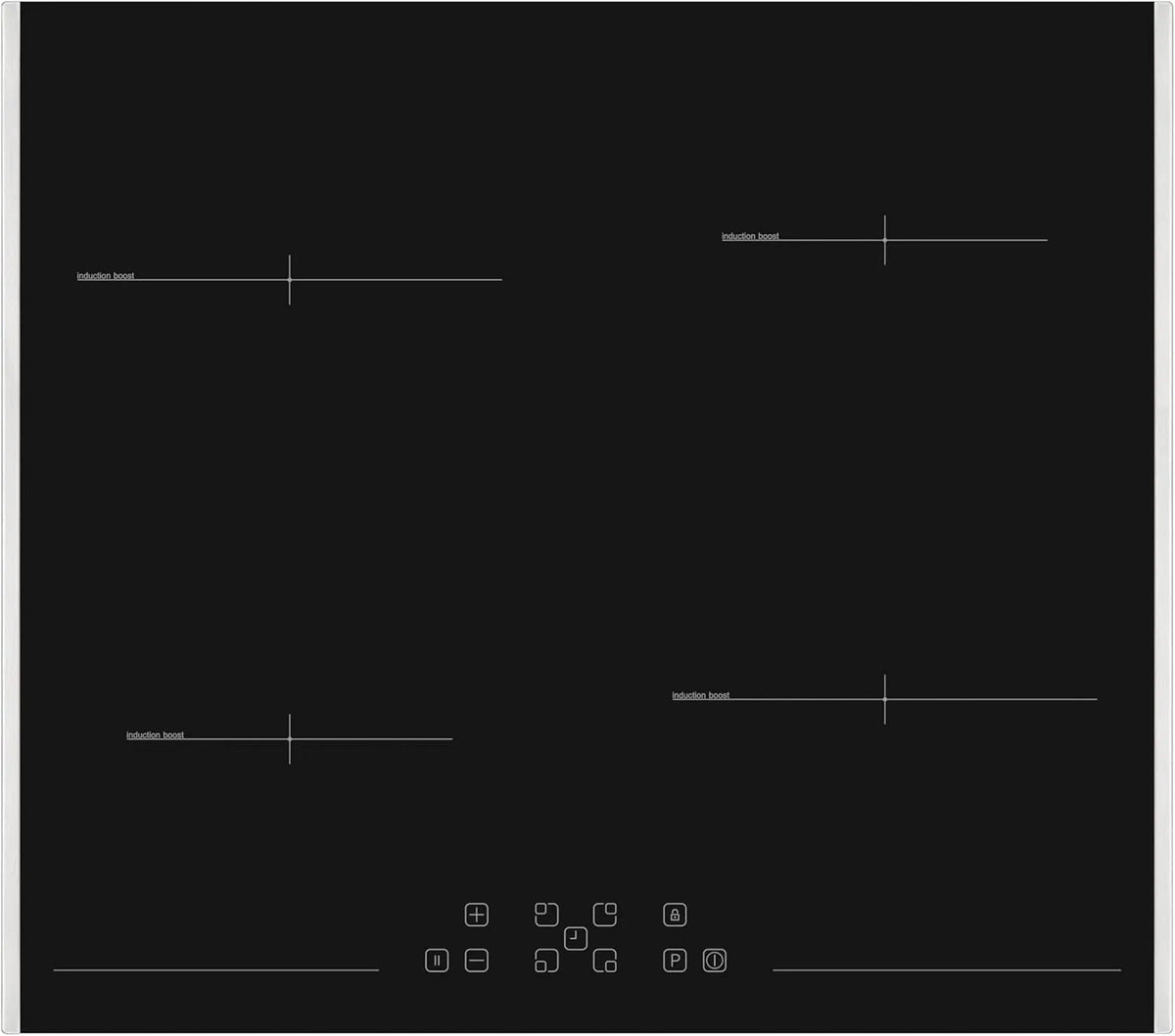 SHARP KH-6I19FT0K-EU KH-6I19FT0K, Varné desky, EU indukční sporák 4 zóny vaření (60cm, TouchControl, PowerBoost, Stříbrná, 60cm