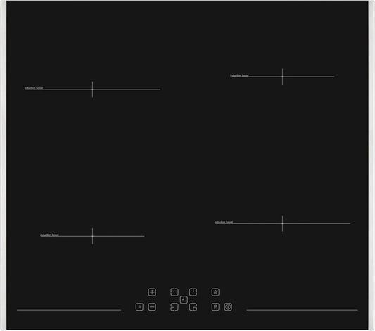 SHARP KH-6I19FT0K-EU KH-6I19FT0K, Varné desky, EU indukční sporák 4 zóny vaření (60cm, TouchControl, PowerBoost, Stříbrná, 60cm