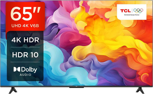 TCL 65V6B, Televizory, 65 palců, 4K Ultra HD, HDR TV, Smart TV podporovaný Google TV (Dolby Audio, Černá, 65V, 4K